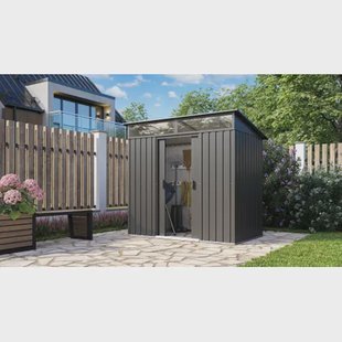 Metalen Tuinhuis Lüttich - Antraciet Mat - 195x121cm - Dubbele Deur - Met Lessenaarsdak