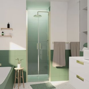 Aurlane Douche Swingdeur Saloon Gold - Helder Glas 6mm - Goud Geborsteld - 70x200cm
