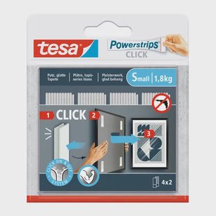 Tesa Zelfklevende Strip Powerstrips Click Combo 4x2 Stuks Small