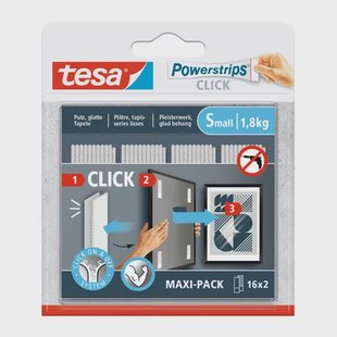 Tesa Zelfklevende Strip Powerstrips Click Combo 16x2 Stuks Small