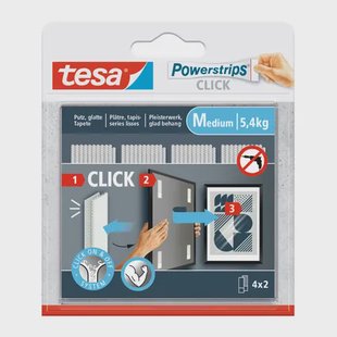 Tesa Zelfklevende Strip Powerstrips Click Combo 4x2 Stuks Medium