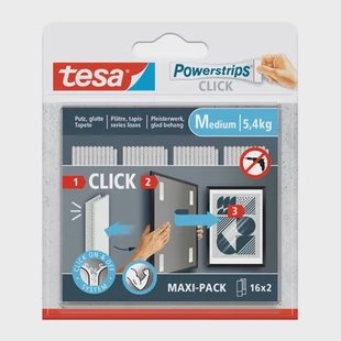 Tesa Zelfklevende Strip Powerstrips Click Combo 16x2 Stuks Medium