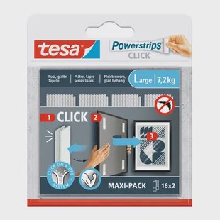 Tesa Zelfklevende Strip Powerstrips Click Combo 16x2 Stuks Large