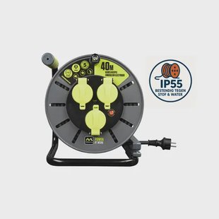 Masterplug Kabelhaspel - 40m - 3 Stopcontacten - Ip55
