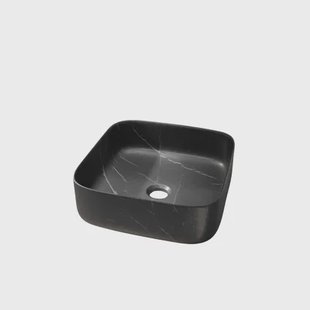 Aurlane Waskom Marmer Look - Keramiek - Rechthoekig - Mat Zwart - 57x43x25cm