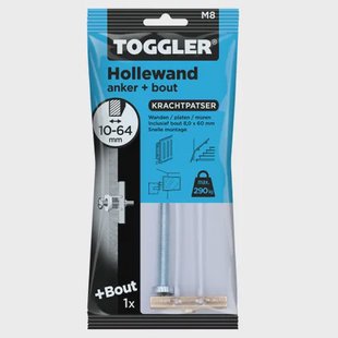 Toggler Hollewandplug M8+b Staal - Diam. 20x60mm - Per Stuk