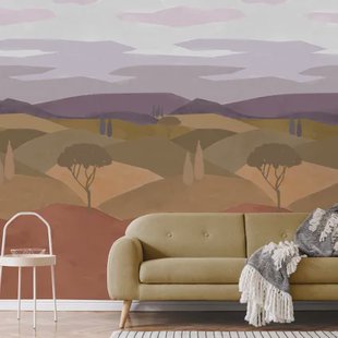 Fotobehang Toscane - Paars - Groen - Terra - 2,80m X 159cm