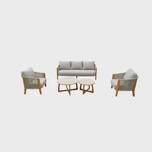 Central Park Loungeset Aegea - Aluminium/teakhout - 5 Personen