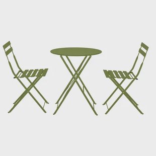 Central Park Bistroset Maddy - Staal - Donkergroen - Inklapbaar - 16x98x62cm