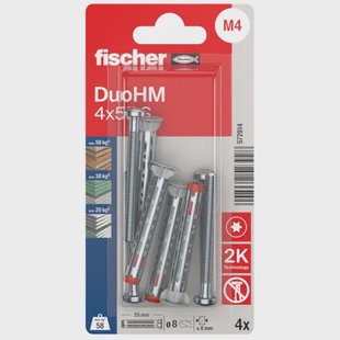 Fischer Plug Voor Holle Wand Duohm Metaal - Diam. 4x55mm - 4 Stuks
