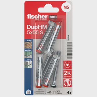 Fischer Hollewandplug Duohm Metaal/nylon - Diam. 5x55mm - 4 Stuks