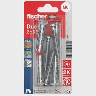 Fischer Plug Voor Holle Wand Duohm Metaal En Nylon - Diam. 6x55mm - 4 Stuks