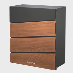 Central Park Wandbrievenbus Mailpal 900wd - Staal - Zwart-bruin - 36,5x41x16,5cm