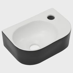 Differnz Fonteinset Lina - Keramiek - Zwart/hoogglans Wit - 30x20x10cm