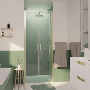 Aurlane Douche Swingdeur Saloon Gold - Helder Glas 6mm - Goud Geborsteld - 80x200cm