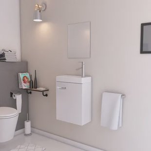 Aurlane Fonteinmeubelset Nina - Inclusief Wastafel En Spiegel - Wit - 44x24x59cm