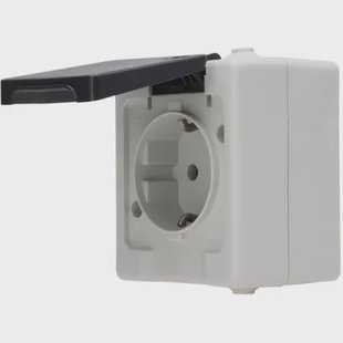 Baseline Wandcontactdoos - Grijs - Opbouw - Spatwaterdicht