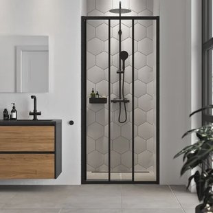 Sealskin Douchedeur Hooked - 100x200cm - 6mm Helder Veiligheidsglas - Mat Zwart