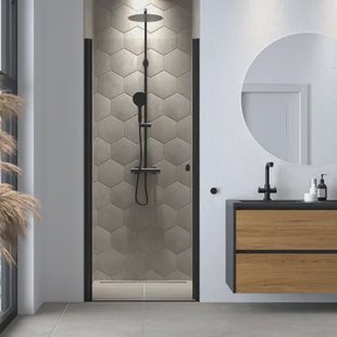 Sealskin Draaideur Hooked - 100x200cm - 6mm Helder Veiligheidsglas - Mat Zwart