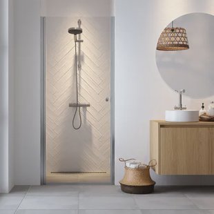 Sealskin Draaideur Hooked - 6mm Veiligheidsglas - Antikalklaag - 80x200cm Hoogglans Zilver