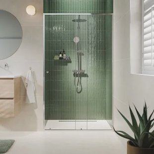 Sealskin Schuifdeur Contour - Zilver Hoogglans - 140x200cm - 6mm Veiligheidsglas
