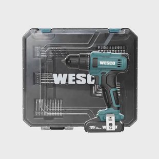 Wesco Accuboormachine/schroefmachine – 18 V – Set Met 50 Accessoires – 2 Lithium-ion Batterijen – Snellader – Stevige Koffer – Complete Doe-het-zelf Kit