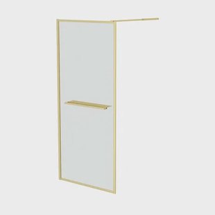 Aurlane Douchewand Golden Edge - 6mm Gehard Glas - Geborsteld Goudkleurig Aluminium - 100x200cm