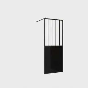 Aurlane Inloopdouchewand Black Indus - Mat Zwart Aluminium - 5mm Gehard Glas - 80x200cm