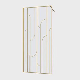 Aurlane Inloopdouchewand Art Deco - Geborsteld Goud - 90x195cm - 6mm Helder Geh. Glas