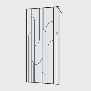 Aurlane Inloopdouchewand Art Deco - 6mm Gehard Glas - Mat Zwart - 90x195cm