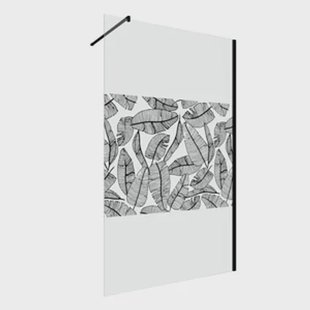 Aurlane Inloopdouchewand Jungle 120 - Mat Zwart Aluminium - 5mm Gehard Glas - Jungle Zeefdrukmotief