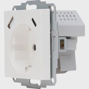 Kopp Athenis Wandcontactdoos 1-voudig Met Randaarde En Shutters, 2-voudig Usb-a+c Helder Wit