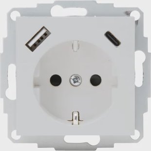 Kopp Wandcontactdoos Athenis - 1-voudig Inbouw - Randaarde - Usb-a/c - Betongrijs Mat