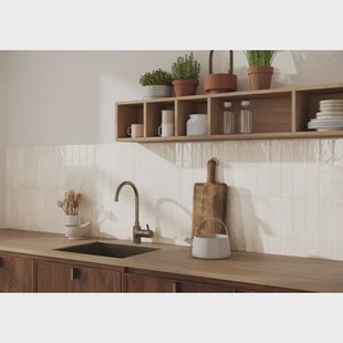 Wandtegel Monpelli - Wit - Geglazuurd Keramiek - 6,5x29,8 Cm - 0,93 M²