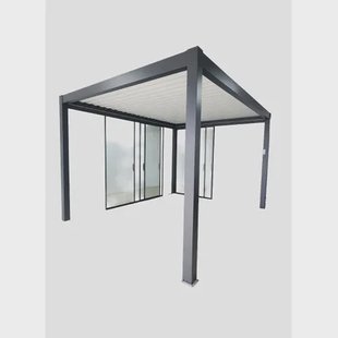 Green Outside Glazen Schuifwand - 4m - Accessoire Voor Pergola Actual - 8mm - Zwart - Aluminium
