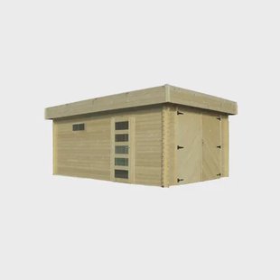 Solid Superia Modern Wood Garage - Geïmpregneerd Hout - Plat Dak - 358x538x256,8cm