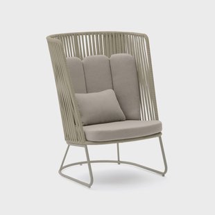 Kave Home Outdoor Fauteuil 'Saconca' Met hoge rug, Gevlochten touw, kleur Beige