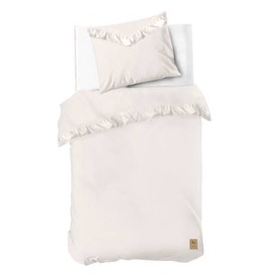 Dindi Home katoenen dekbedovertrek 1-persoons ecru met ruffles (140x220 cm)