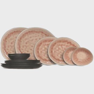 Cosy & Trendy Serviesset Organic Laguna Old Rose 12-delig / 4 personen - 4 dinerborden, 4 ontbijtborden en 4 schalen