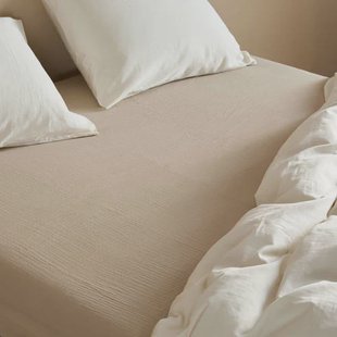 NOUS Living mousseline hoeslaken - zand
