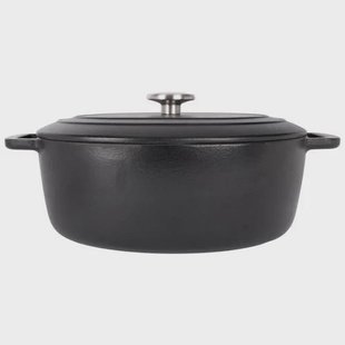 Cosy & Trendy Braadpan met deksel Fontestic Gietijzer Black Ovaal - 31 x 24 cm / 6 Liter - geëmailleerde anti-aanbaklaag