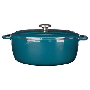 Cosy & Trendy Braadpan met deksel Fontestic Gietijzer Green Heron Ovaal - 31 x 24 cm / 6 Liter - geëmailleerde anti-aanbaklaag