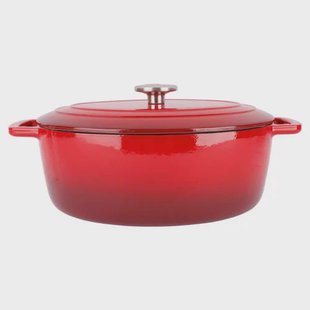 Cosy & Trendy Braadpan met deksel Fontestic Gietijzer Traditional Red Ovaal - 31 x 24 cm / 6 Liter - geëmailleerde anti-aanbaklaag
