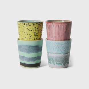 HKLIVING koffiekopje 70s (Ø7,5 cm) (180 ml) (set van 4)