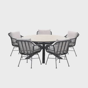 Garden Impressions 5-persoons ronde tuinset - Edison tafel - 5 Margriet stoelen