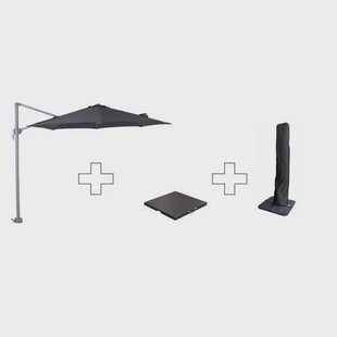 Garden Impressions Zweefparasol Hawaii S - met voet en hoes - Zwart - 300 cm)