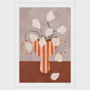Poster & Frame Poster - The Poster Club x Frankie Penwill - White Flowers in Striped Vase (30 x 40 cm cm)