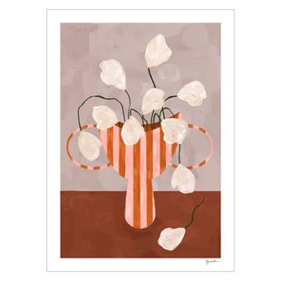 Poster & Frame Poster - The Poster Club x Frankie Penwill - White Flowers in Striped Vase (50 x 70 cm cm)