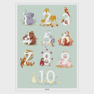 Poster & Frame Poster - Tiny Tails - Talplakat - lysegrøn - A3(29.7 cm x 42 cm) (50 x 70 cm cm)