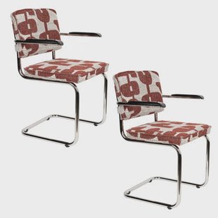 Zuiver Ridge Deco Symbols Eetkamerstoelen Armleuning Rood - Set van 2
